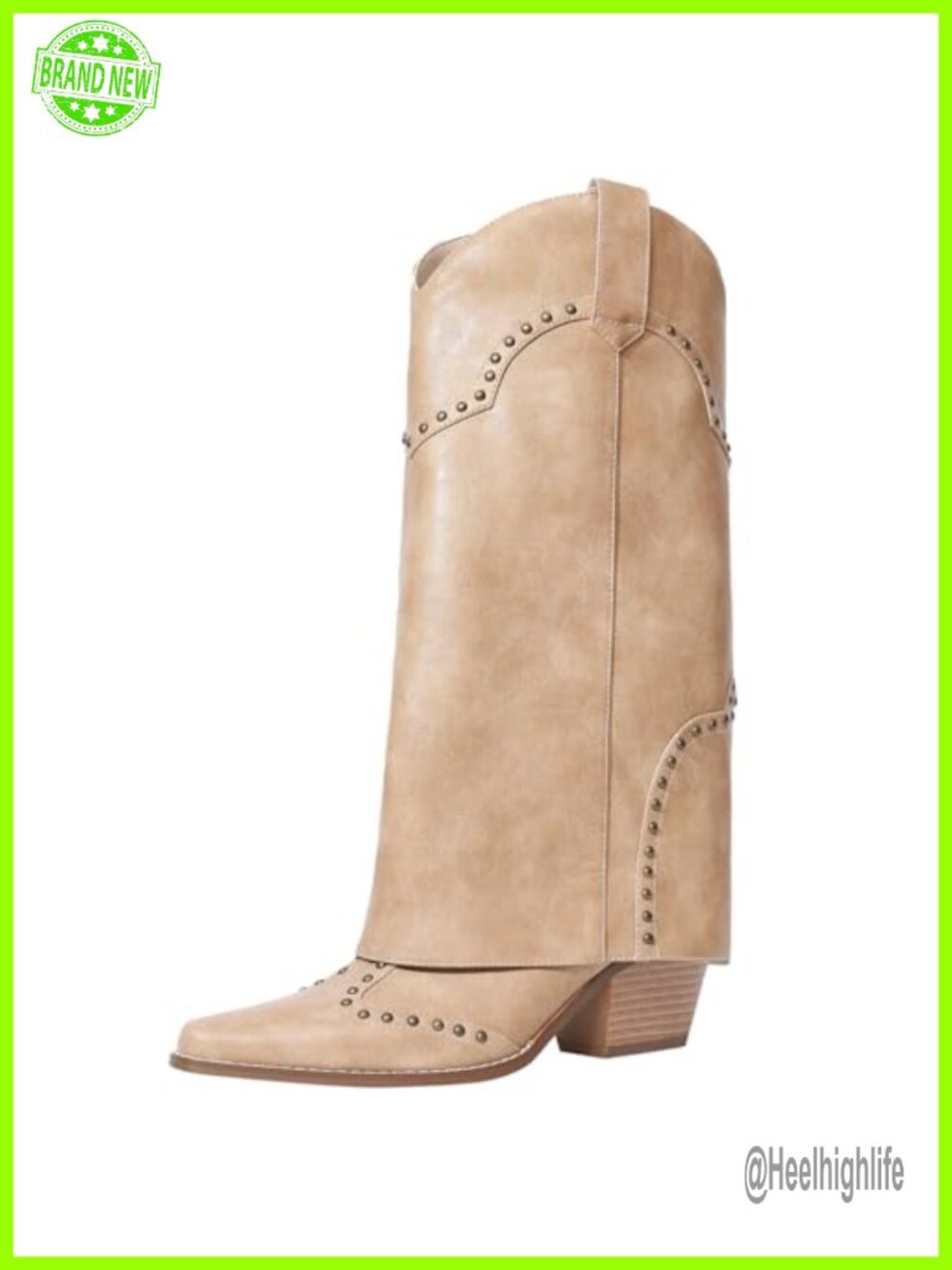 Women's Knee High Cowboy Boots Faux Leather Pull-On 2.36in Block Heel